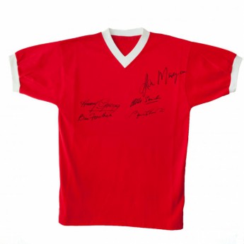 Słynni piłkarze piłkarska koszulka meczowa Manchester United 1958 Busby Babes Signed Shirt
