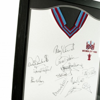 Słynni piłkarze koszulka w antyramie West Ham United 1980 FA Cup Final Signed-Shirt (Framed)