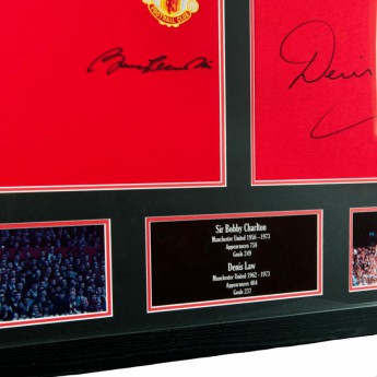 Słynni piłkarze koszulka w antyramie Manchester United Charlton & Law Signed Shirts (Dual Framed)