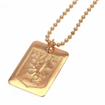 Aston Vila naszyjnik z zawieszką Gold Plated Dog Tag & Chain