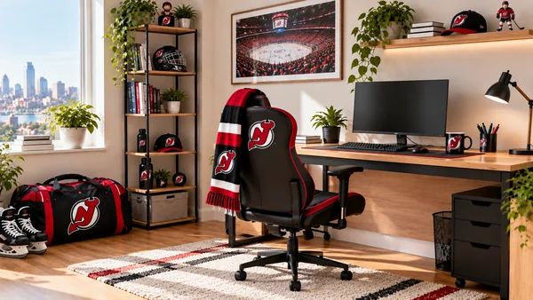 Inspiracja na kącik do pracy dla kibica New Jersey Devils