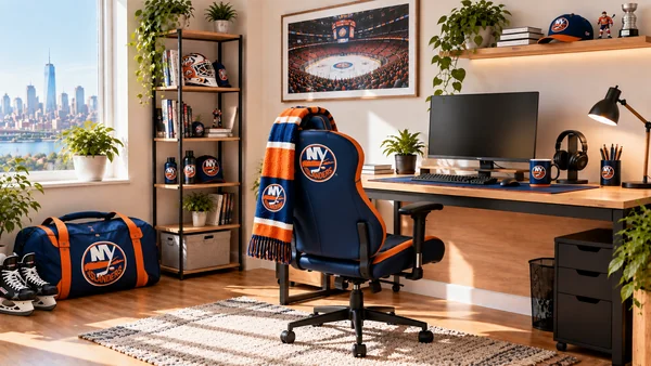Inspiracja na kącik do pracy dla kibica New York Islanders