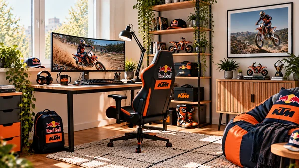 Inspiracja na kącik do pracy dla kibica Red Bull KTM