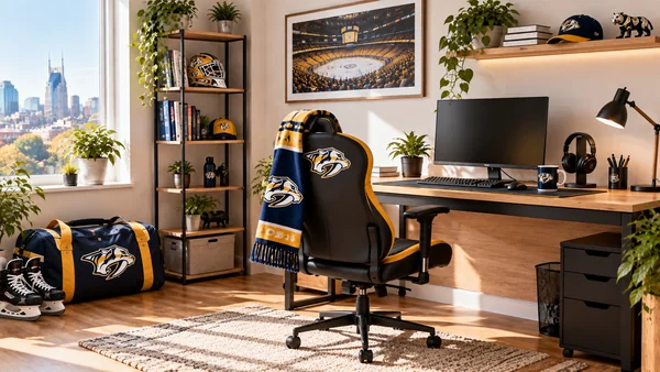 Inspiracja na kącik do pracy dla kibica Nashville Predators