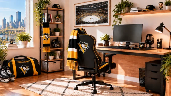 Inspiracja na kącik do pracy dla kibica Pittsburgh Penguins