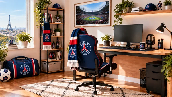Inspiracja na kącik do pracy dla kibica Paris Saint-Germain