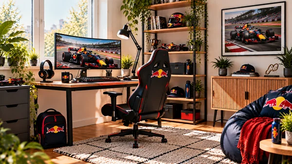 Inspiracja na kącik do pracy dla kibica Red Bull Racing