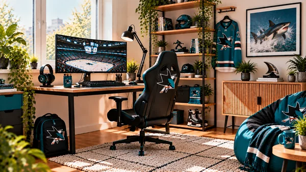 Inspiracja na kącik do pracy dla kibica San Jose Sharks