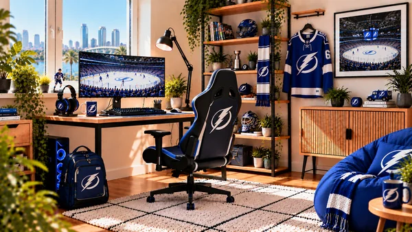 Inspiracja na kącik do pracy dla kibica Tampa Bay Lightning