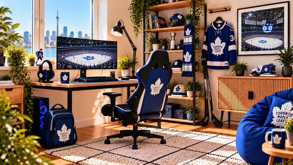 Inspiracja na kącik do pracy dla kibica Toronto Maple Leafs