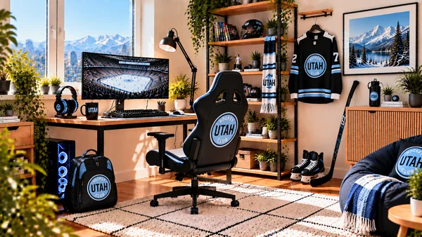 Inspiracja na kącik do pracy dla kibica Utah Hockey Club