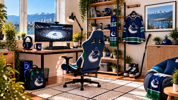 Inspiracja na kącik do pracy dla kibica Vancouver Canucks
