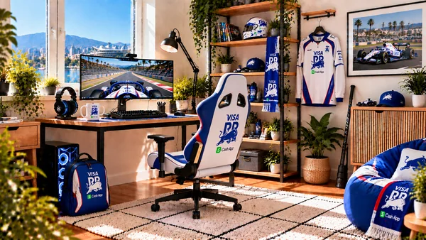 Inspiracja na kącik do pracy dla kibica Visa Cash App RB